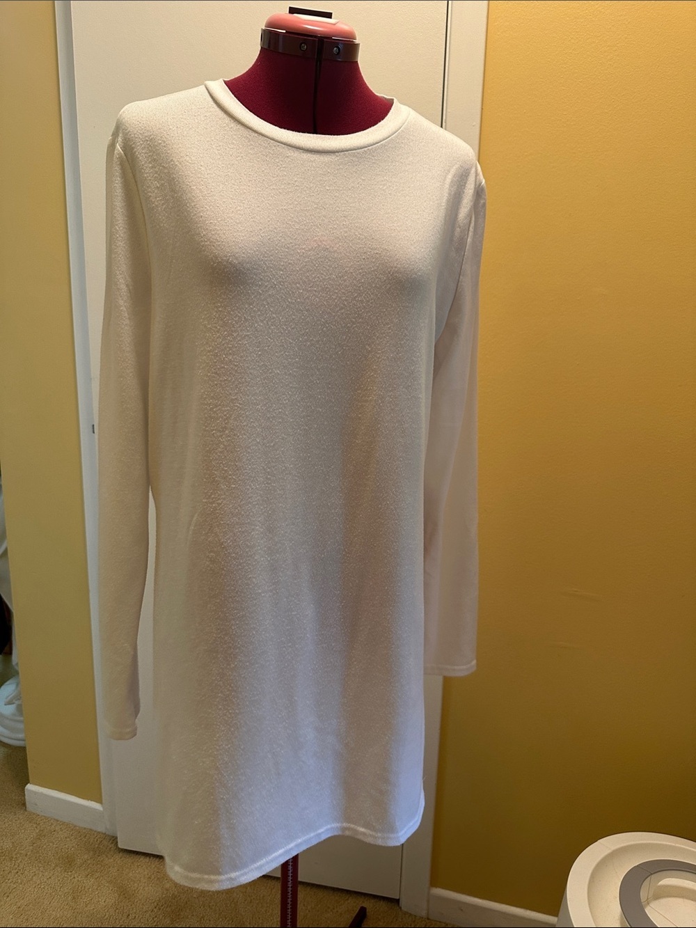 Crewneck Midi Tunic with Long sleeves and side slit
